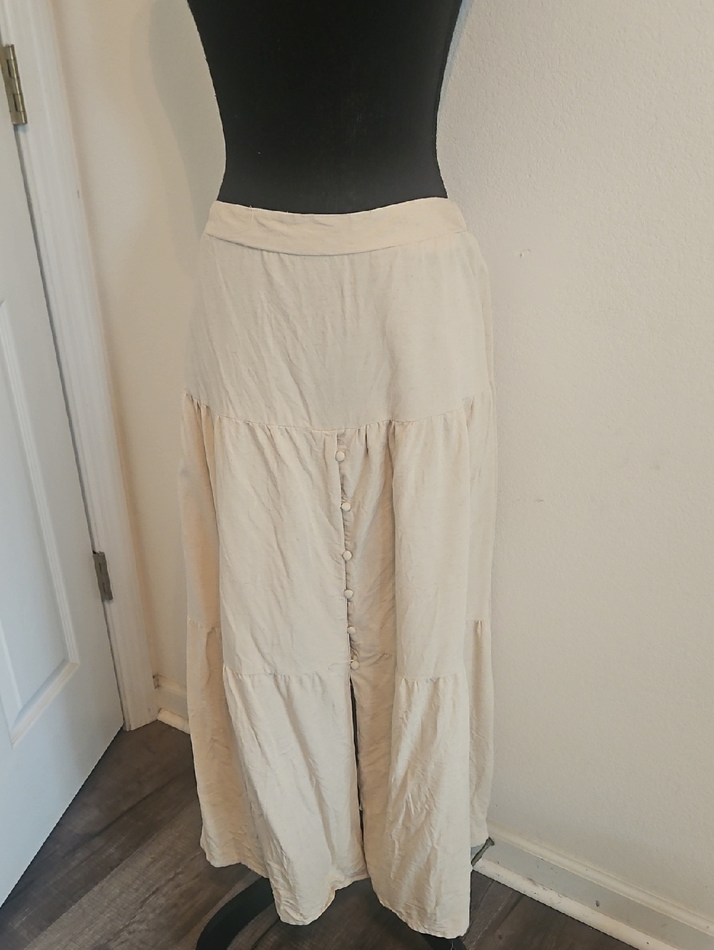 Tiered Button-Front Maxi Skirt